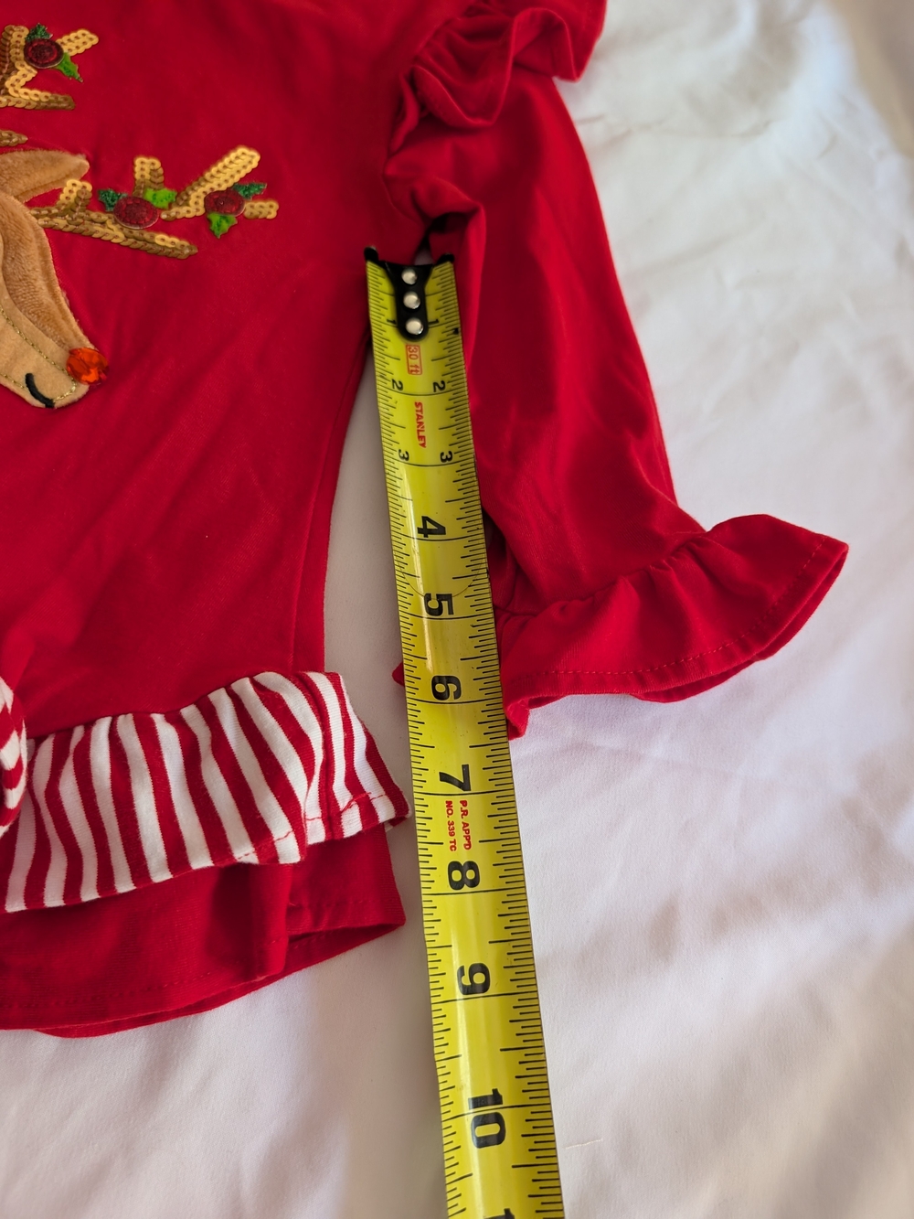 Rare Editions Red Reindeer Ruffle Pajama Set - Picture 9 of 11